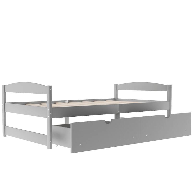 Twin Size Platform Bed with Two Storage Drawers, Space-Saving Design for Living Room or Bedroom