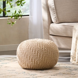 McCardell Handcrafted Boho Fabric Pouf by Christopher Knight Home
