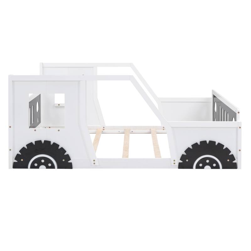 Twin&Full Size Classic Car-Shaped Platform Bed with Wheels