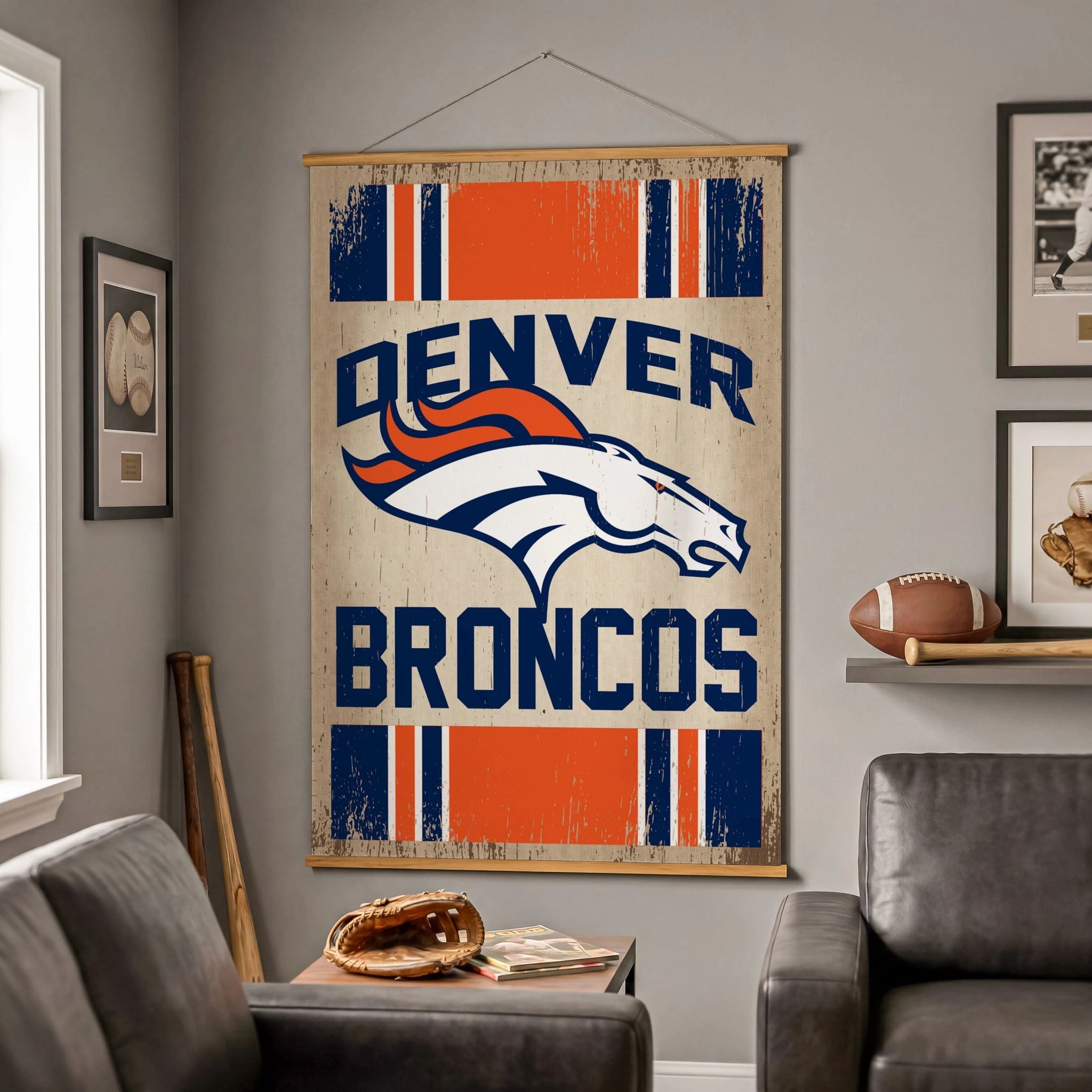 Denver Broncos Canvas Wall Tapestry