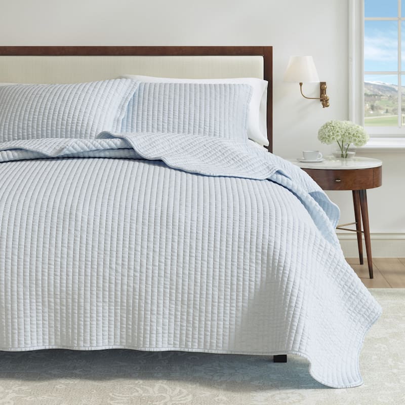 Linery & Co. Detailed Channel Stitch Microfiber Quilt Set With Shams.