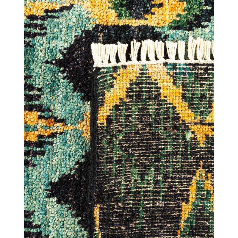 Overton Hand Knotted Wool Vintage Inspired Modern Contemporary Modern Black Area Rug - 5' 10" x 8' 10"