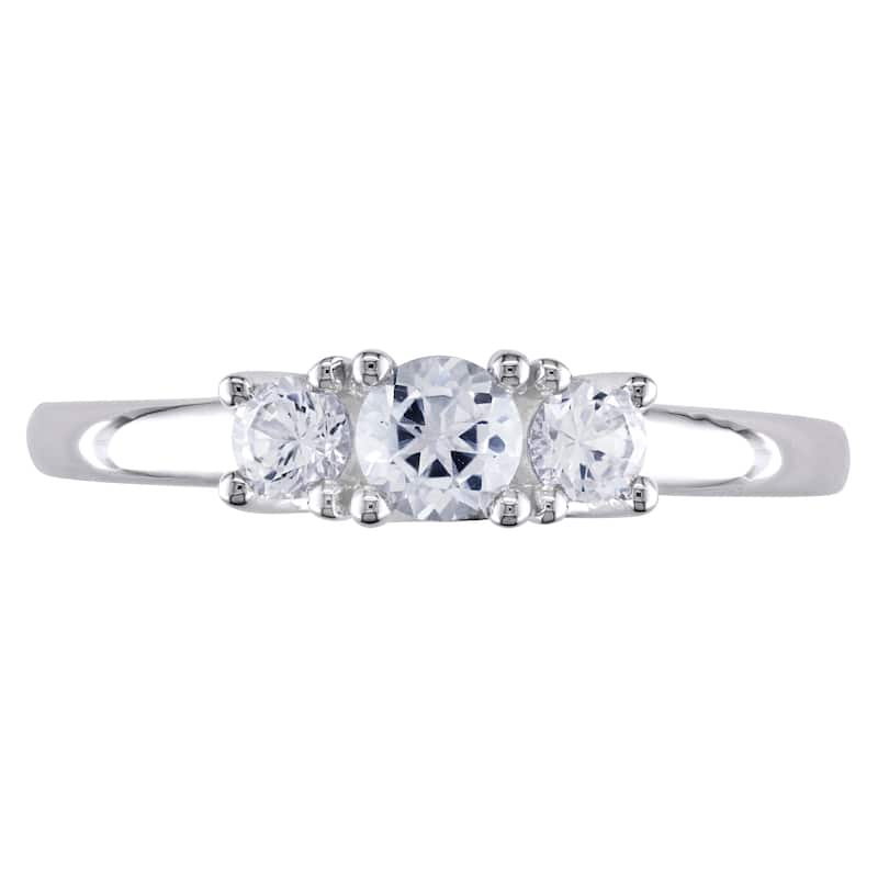 Miadora 10k White Gold Created White Sapphire Ring