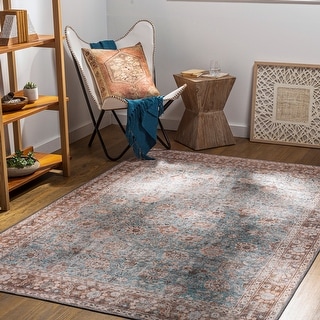 Livabliss Sanjay Persian Floral Printed Machine Washable Area Rug