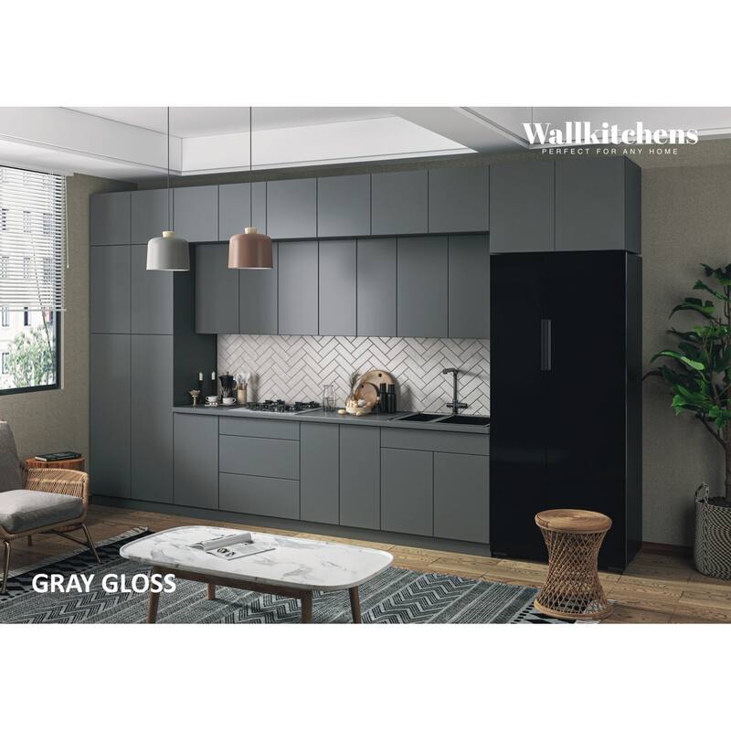 Kitchen Serene Collection Gray & White Gloss Color Base Size 15Ft Wide - 180x107