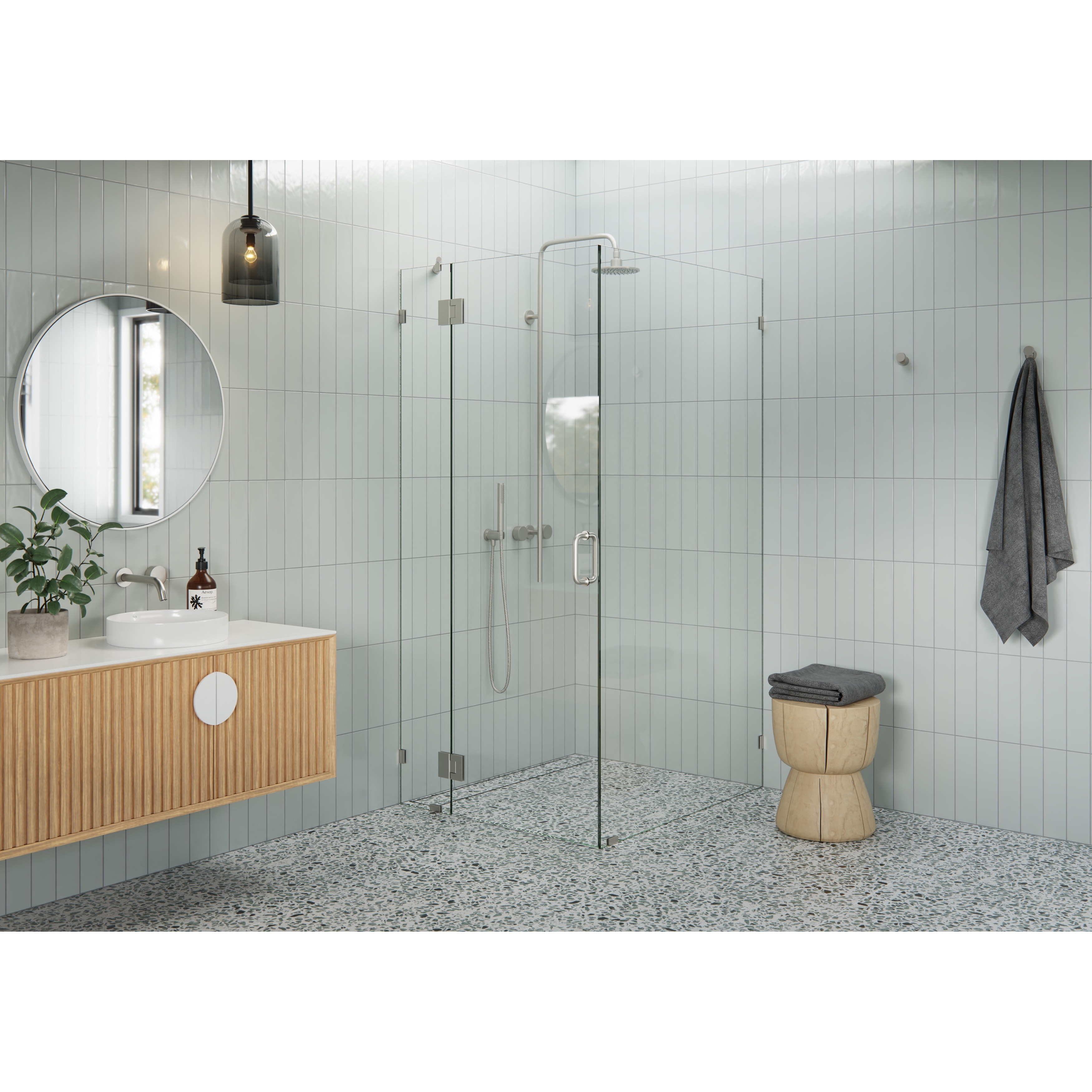 Glass Warehouse 78" x 35" x 41" Frameless 90 Degree Shower Enclosure - Glass Hinge