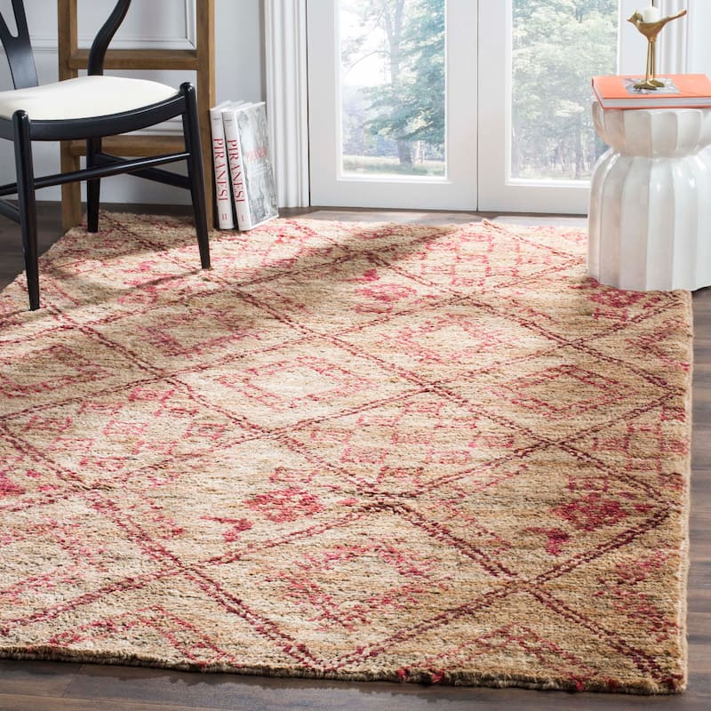 SAFAVIEH Handmade Bohemian Paivikki Boho Jute Rug - 8' x 10' - Natural/Red