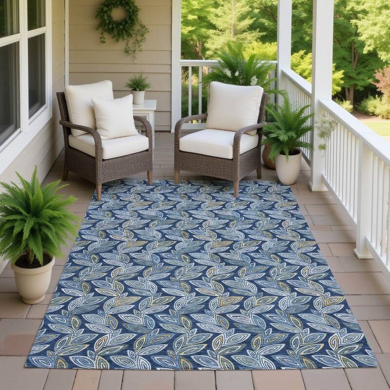 Machine Washable Indoor/ Outdoor Modern Rose Hill Chantille Rug