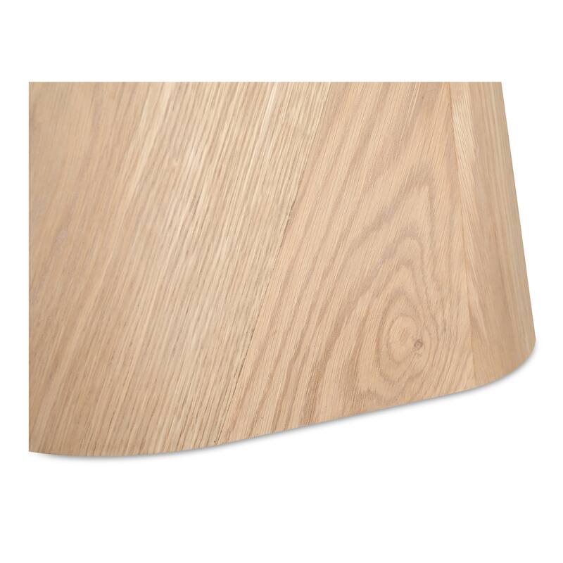 NADAAL STUDIOS Eden Coffee Table, Round Raj Grey Marble Top with Oak Veneer Base, Contemporary Design, White