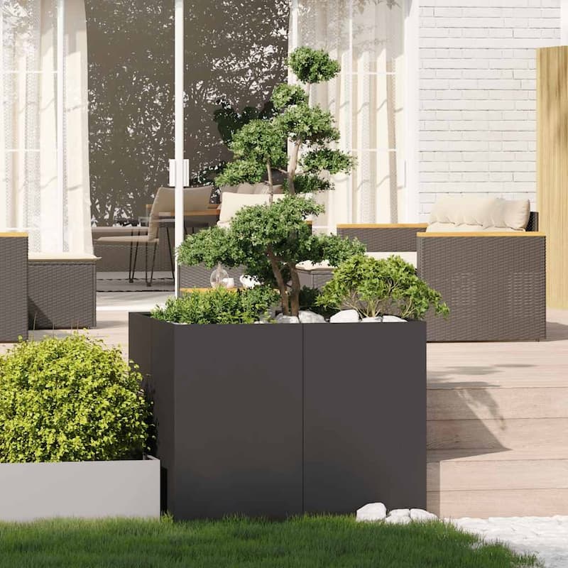 vidaXL Planter Black Cold-rolled steel Large Durable Planter Square - 39.4 x 39.4 x 31.5 in