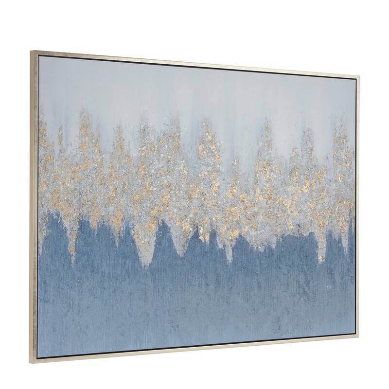 Canvas Geode Framed Wall Art with Silver Frame - Blue - Roche River Decor