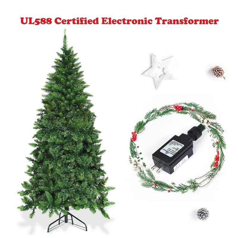 Gymax 6ft LED Pre-lit Half Christmas Tree PVC Artificial Tree w/ 8