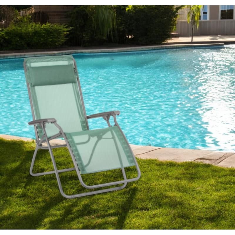 27 Inch Zero Gravity Chair with Cushion for Patio Garden or Poolside - 26.8” x 64.2” x 44.9”