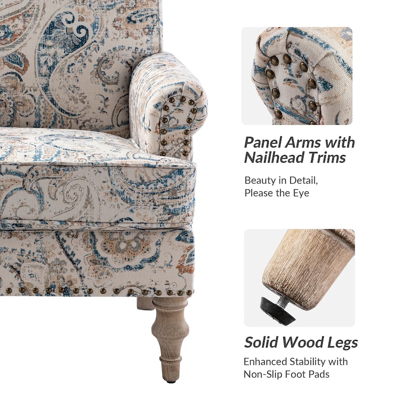 Yahweh Farmhouse Nailhead Armchair with Rolled Arms by HULALA HOME