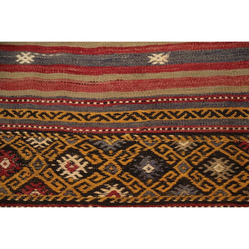 Hand Woven Oriental 100% Wool Carpet Southwestern Tribal Multi-Colored Kilim Area Rug - 9' 4'' X 5' 6''