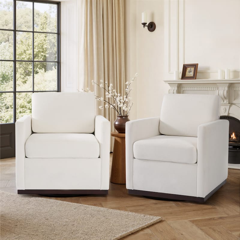 Set of 2 Modern Swivel Accent Armchairs Upholstered Arm Chairs