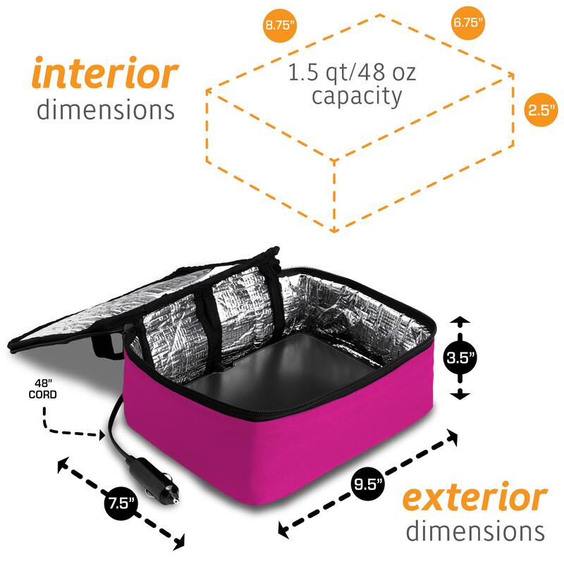 HOTLOGIC Portable Personal 12V Mini Oven, Aqua Floral