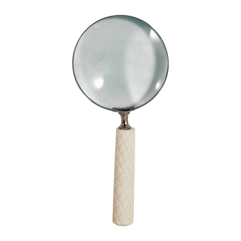 Resin Metal Decorative Object Magnifying Glass Home Decor - 1" Ivory - 4" x 9" x 0.75"