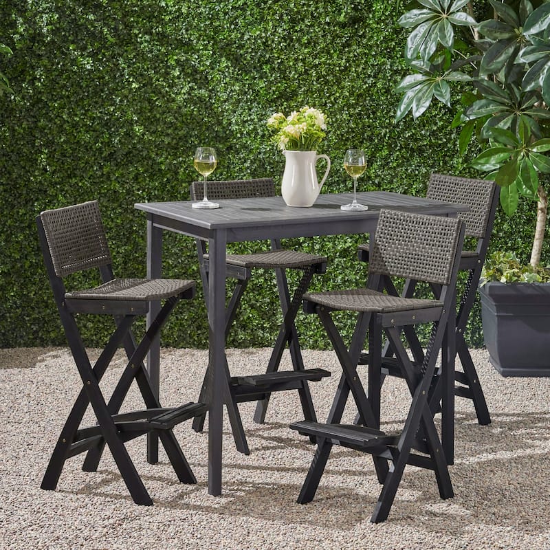 Polaris 45-inch 5-piece Outdoor Bar Table Set by Christopher Knight Home - Dark Gray