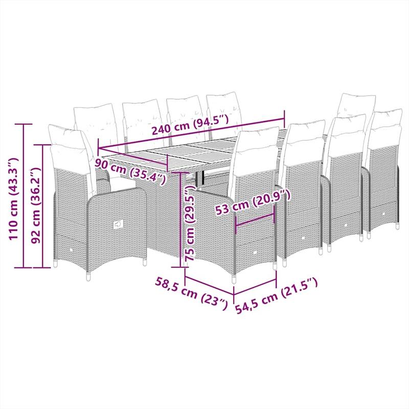 vidaXL Bistro Set Black and Cream White Poly Rattan