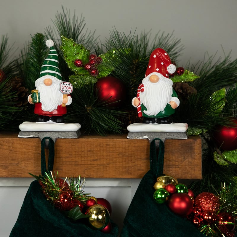 Santa Gnomes Christmas Stocking Holders - 6.25" - Set of 2