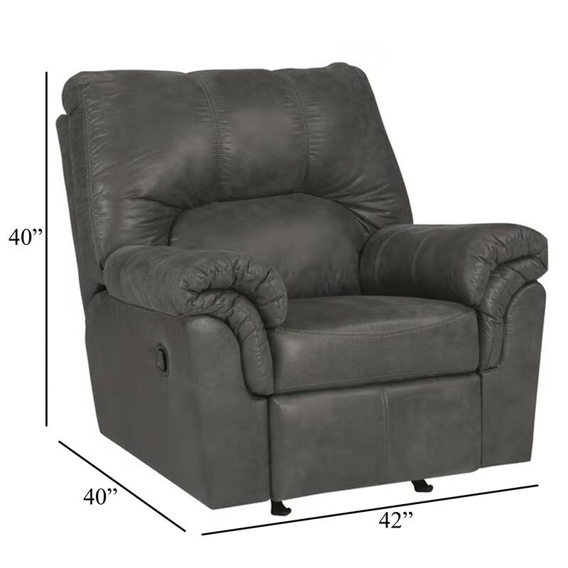 Limu Accent Manual Recliner Chair, Plush Classic Gray Faux Leather