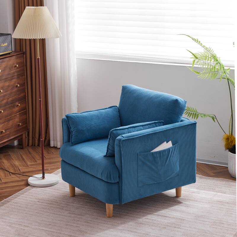 Modern Accent Armchair Upholstered Sofa Club Chair with 2 Pillow