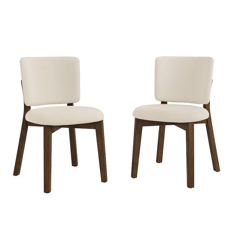 Fabric Upholstered Dining Chairs Set of 2/4 with Wooden Legs, Modern Kitchen Dining Chairs with Back, Walnut Flaxen