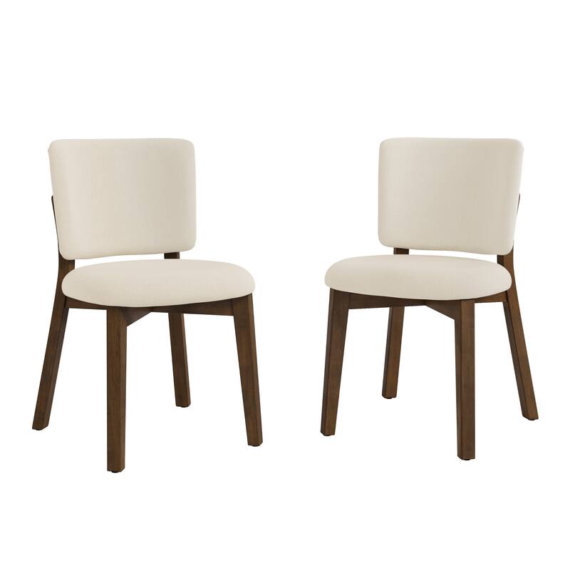 Wooden Dining Chairs with Back Set of 2/4, Modern Fabric Upholstered Kitchen Chairs in Flaxen for Kitchen Dining Living Room. - Beige - Set of 2