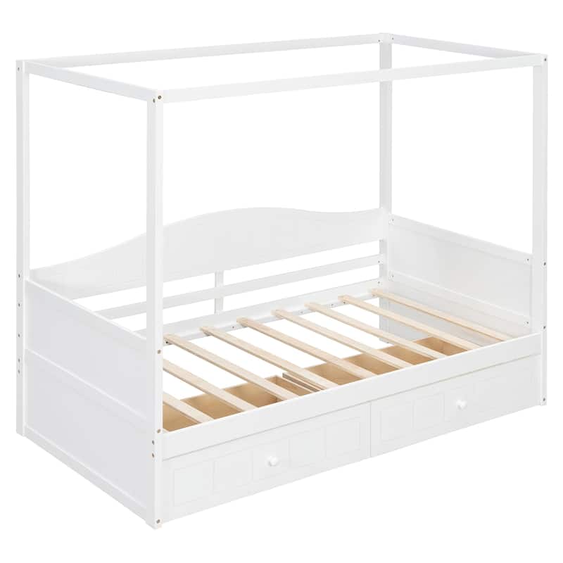 Twin Canopy Daybed with 2 Storage Drawers, Elegant & Functional