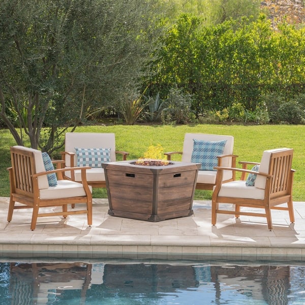 Mark Outdoor 5piece Fire Table Chat Set by Christopher Knight Home