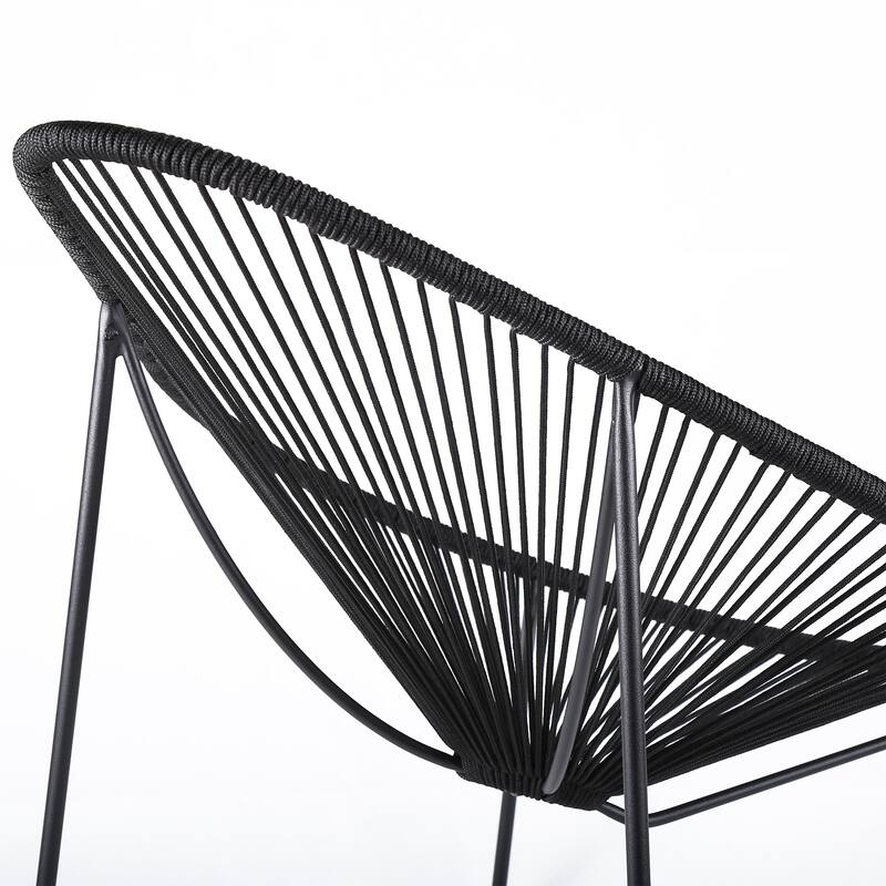 Acapulco Indoor Outdoor Steel Papasan Lounge Chair - Black