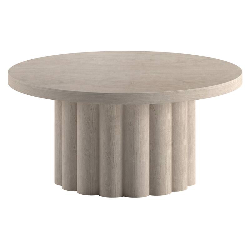 Olie 32" Wide Round Fluted Coffee Table - 32" Wide