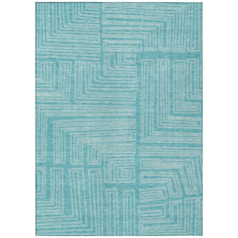 HomeRoots Geometric Transitional Rectangle Outdoor Rug