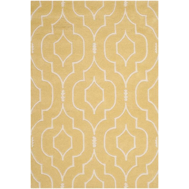 SAFAVIEH Handmade Chatham Cvetka Modern Moroccan Wool Rug - 3' x 5' - Light Gold/Ivory