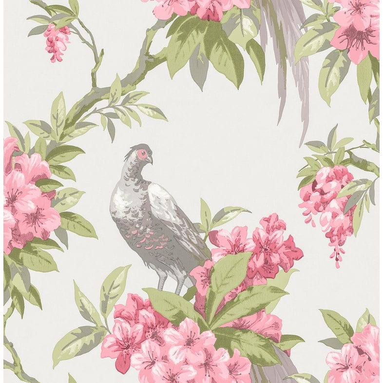 Brewster Golden Pheasant Rose Floral Wallpaper