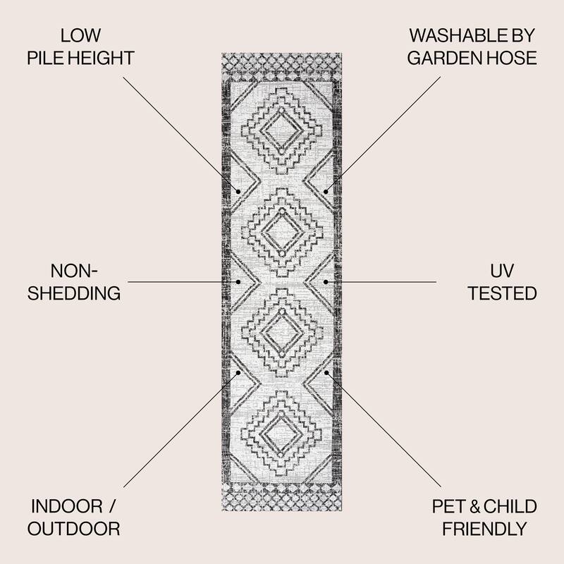 JONATHAN Y Carwa Diamond Tribal Medallion Indoor/Outdoor Area Rug