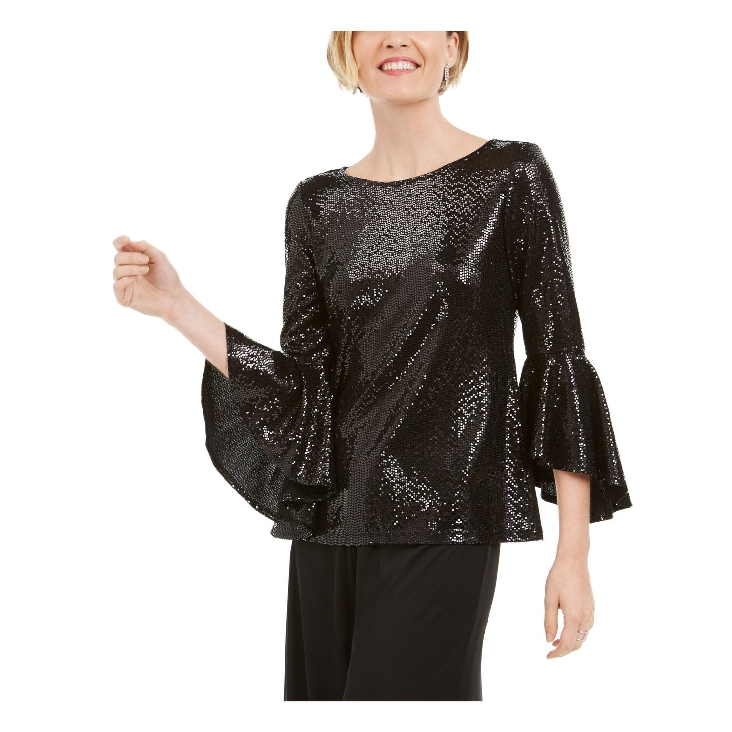 sequin bell sleeve top