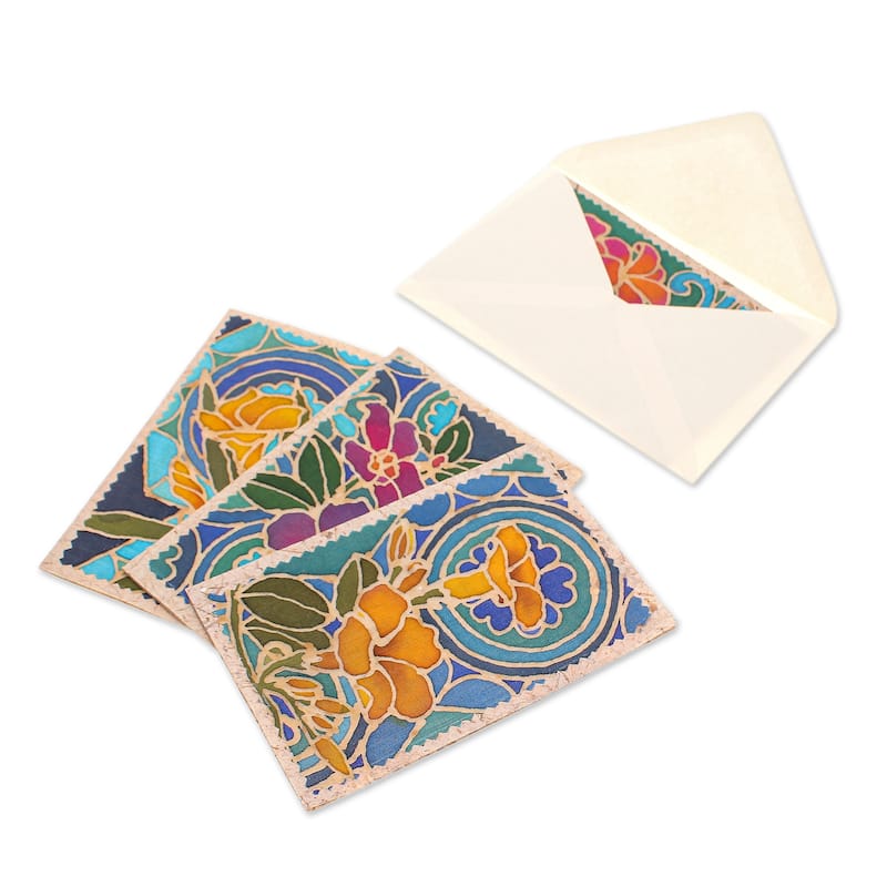Novica Handmade Thai Paradise Cotton And Paper Greeting Cards (Set Of 4)
