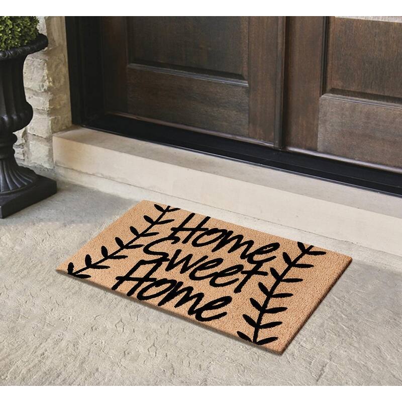 A1HC Natural Coir Flocked Doormat with Heavy Duty Non-Slip PVC Backing Fade Resistant, Pet Friendly Outdoor Welcome Mat