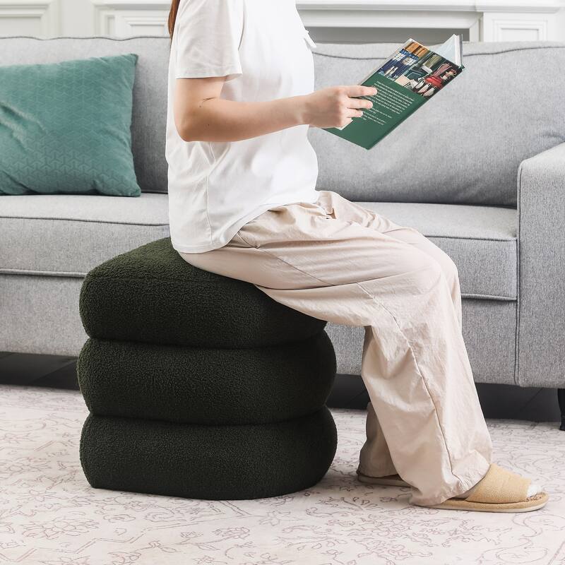 Adeco Boucle Ottoman Upholstered Footrest