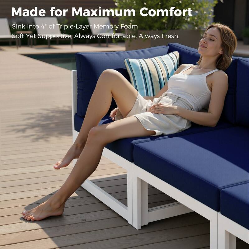 11-Piece Luxury Aluminum Outdoor Furniture Set with Chaise Lounge & Fire Pit Table, 29" Deep Seating Aluminum Patio Sectional