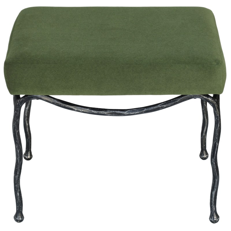 SAFAVIEH Couture Lacarla And Metal Legs Ottoman - Olive Green/Black