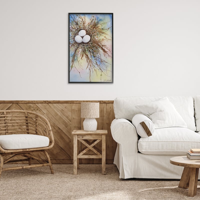 Stupell Modern Watercolor Bird Nest Framed Giclee Art Design By Stephanie Fielden