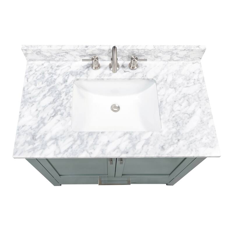 Avanity Modero 36 in. Single Sink Bathroom Vanity with Carrara Marble Top - 37"W x 22"D x 35"H