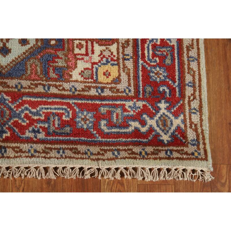 Hand Knotted Oriental 100% Wool Carpet Traditional Medallion Navy Blue & Blues Heriz (serapi) Area Rug - 5' 1'' X 3' 1''