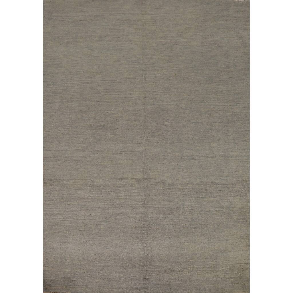 Gray Gabbeh Oriental Area Rug Living Room Hand-Knotted Wool Carpet - 4'10" x 6'7"
