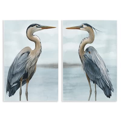 Stupell Detailed Heron Bird Duo 2 Piece Wall Plaque Art Set Design by Grace Popp