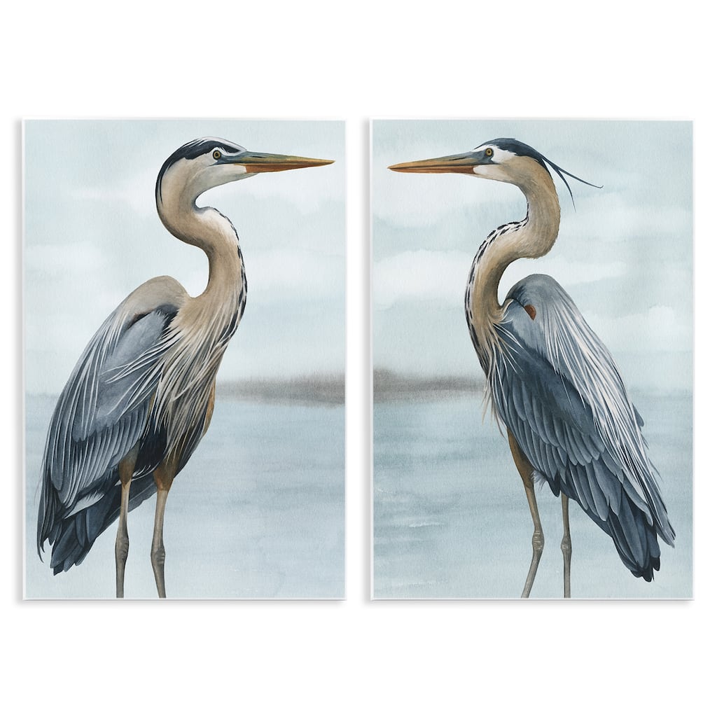 Stupell Detailed Heron Bird Duo 2 Piece Wall Plaque Art Set Design by Grace Popp