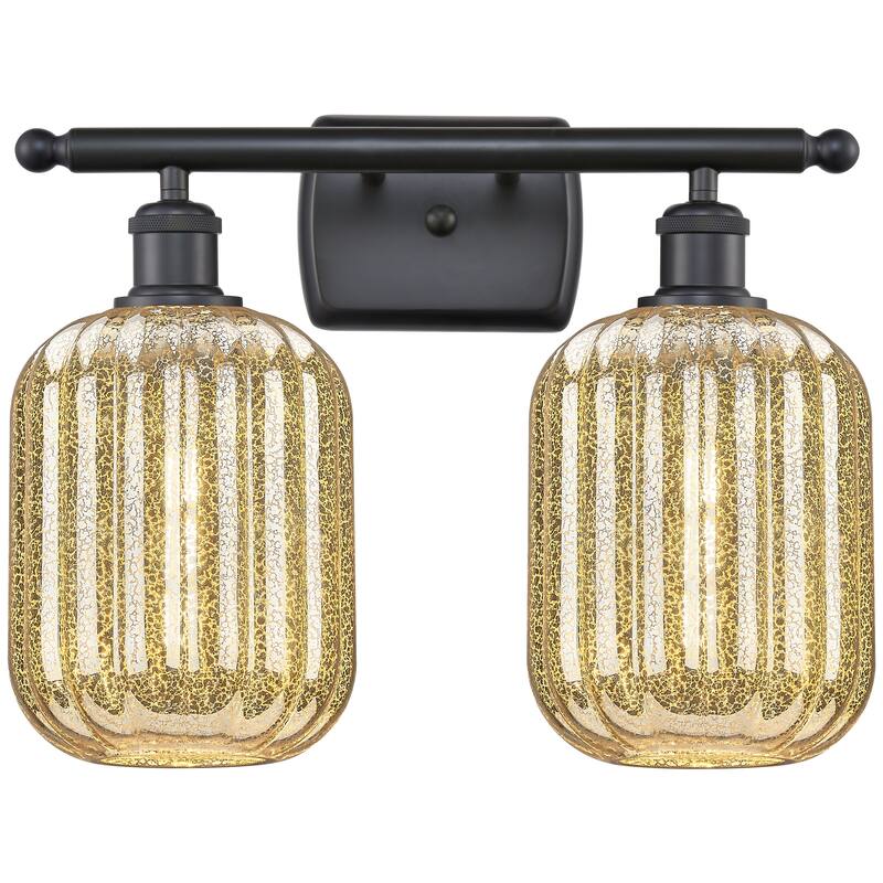 Innovations Lighting Endless Possibilities Ballston - Preston - 2 Light 17" Jar Shade Bath Vanity Light - Mercury/Matte Black